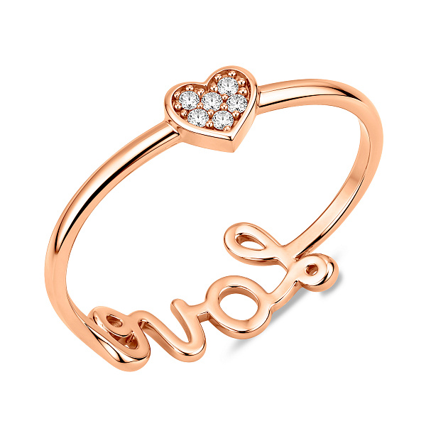 Золотое кольцо Love с фианитами (арт. 154720) – изображение 3