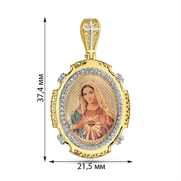 Золотая ладанка Дева Мария с фианитами (арт. 4401034ж) – изображение 2