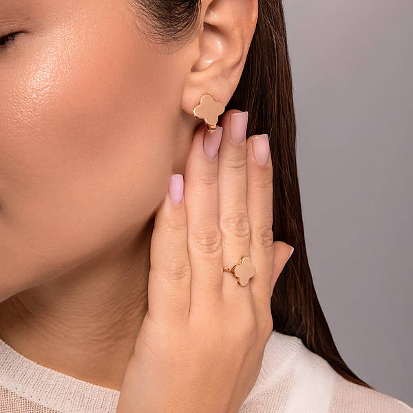 Сережки з червоного золота Конюшина без каміння (арт. 111174) – зображення 8