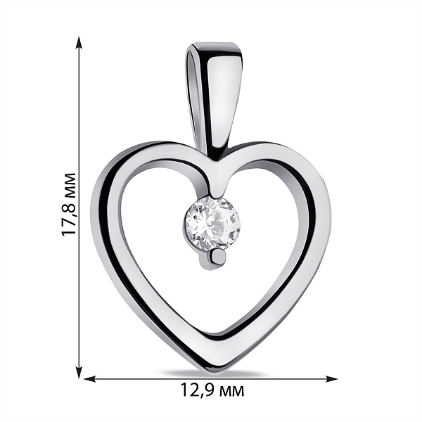 Кулон из серебра Сердце с фианитом (арт. 7503/4017) – изображение 2