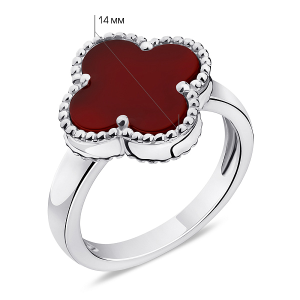 Кольцо серебряное Клевер с сердоликом (арт. 7501/5280/15Срдк) – изображение 2