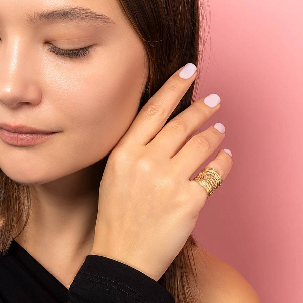 Золотое кольцо незамкнутое Francelli с фианитами (арт. 141107ж) – изображение 6