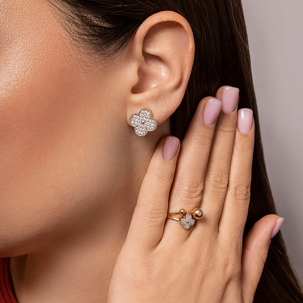 Золотое кольцо с фианитами (арт. 141324) – изображение 3