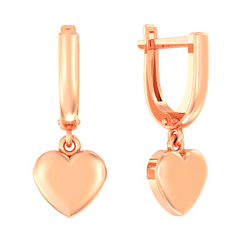 Золотые серьги «Сердечки» без вставок (арт. 110519)