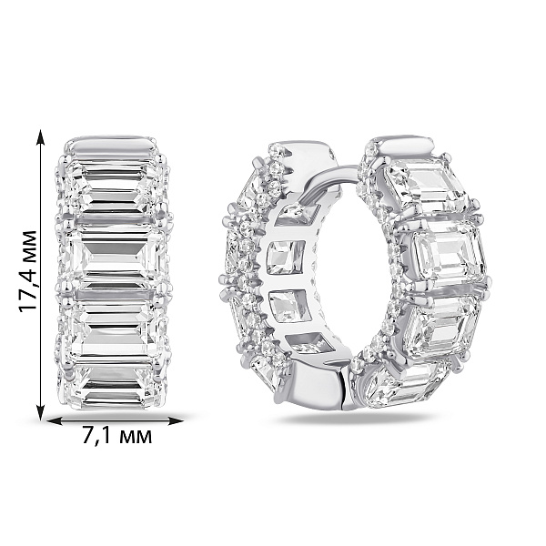 Серебряные серьги-кольца с фианитами (арт. 7502/10427/20) – изображение 2