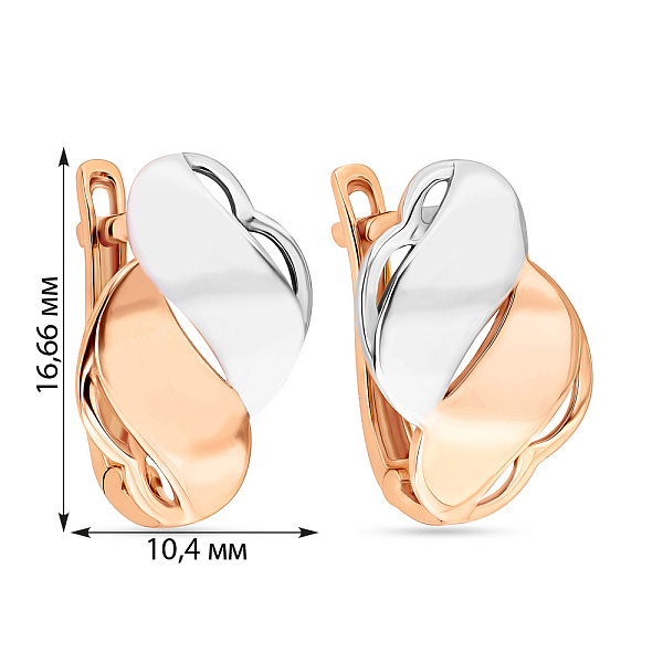 Сережки из красного и белого золота (арт. 106707) – изображение 2