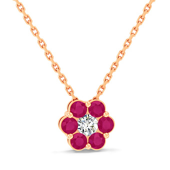 Золотое колье с рубинами и бриллиантом (арт. Ц011634р)