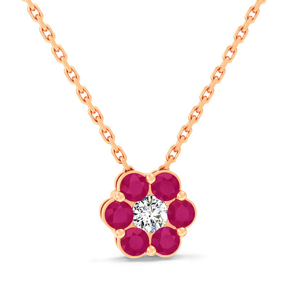 Золоте кольє з рубінами і діамантом (арт. Ц011634р) – зображення 1