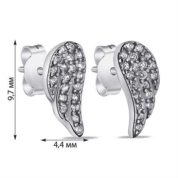 Сережки-пусети Крила зі срібла з фіанітами (арт. 7518/6891) – зображення 2