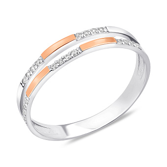 Фото Срібна каблучка з золотими накладками і фіанітами (арт. 7201/2447)