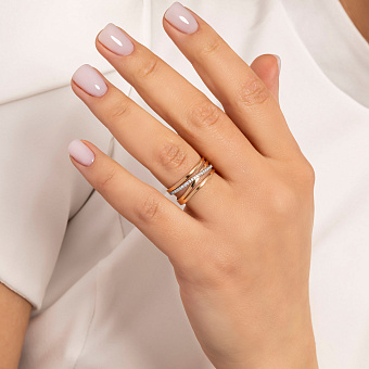 Фото Золота каблучка Синергія з фіанітами (арт. 141132)