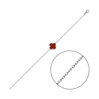 Срібний браслет Конюшина з сердоліком (арт. 7509/933/15Срдк)