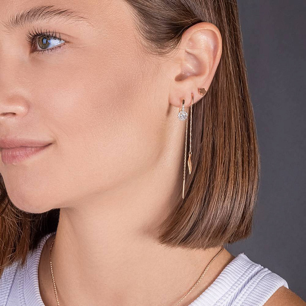 Золотые серьги протяжки Перо (арт. 2007054101) – изображение 3