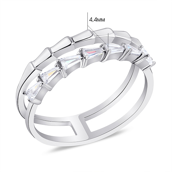 Двойное кольцо серебряное с фианитами (арт. 7501/5913) – изображение 2