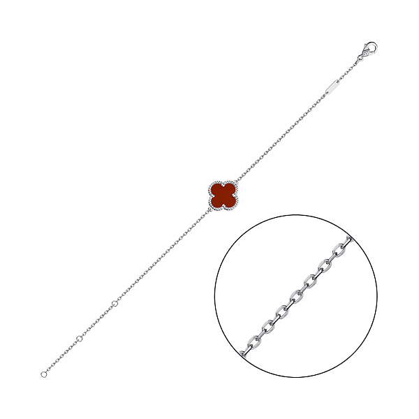 Серебряный браслет Клевер с сердоликом (арт. 7509/933/15Срдк) – изображение 1