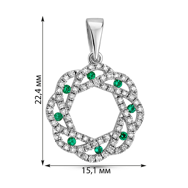 Золотой подвес с изумрудами и бриллиантами (арт. 3192089202и) – изображение 4