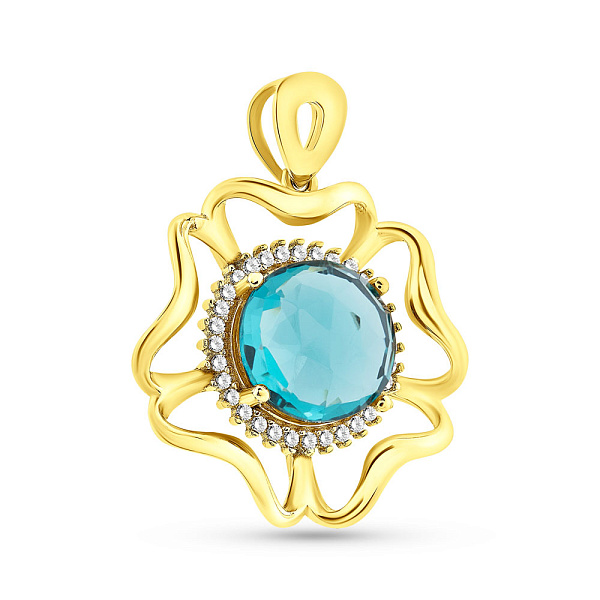 Подвес из желтого золота с кварцем и фианитами (арт. 422487ж) – изображение 1