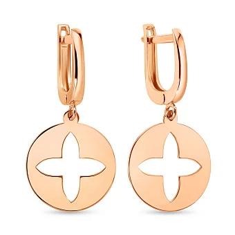 Сережки из красного золота с подвеской (арт. 105889)