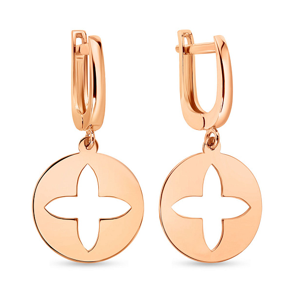 Сережки из красного золота с подвеской (арт. 105889) – изображение 1