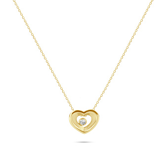 Фото Золотое колье «Сердечко» из желтого золота с фианитом (арт. 351214ж)