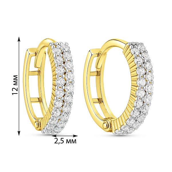 Серьги-кольца из желтого золота с фианитами (арт. 110192ж) – изображение 4