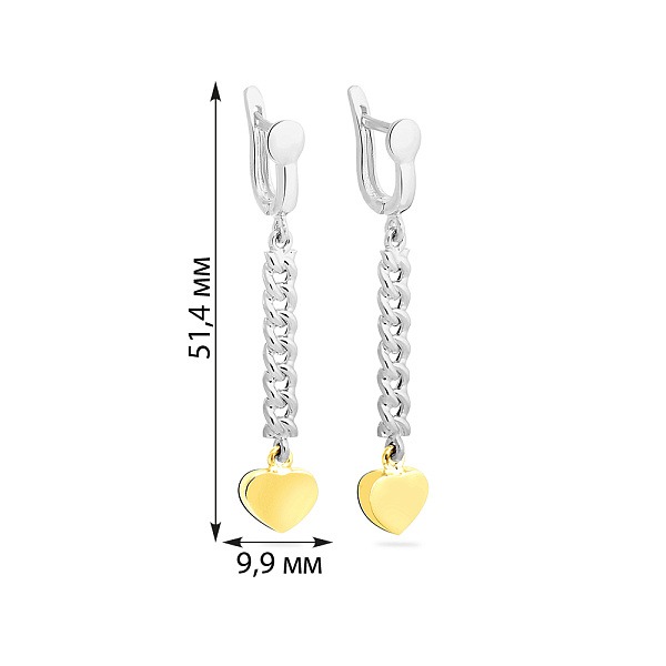 Серьги из белого и желтого золота без камней (арт. 101856бж) – изображение 2