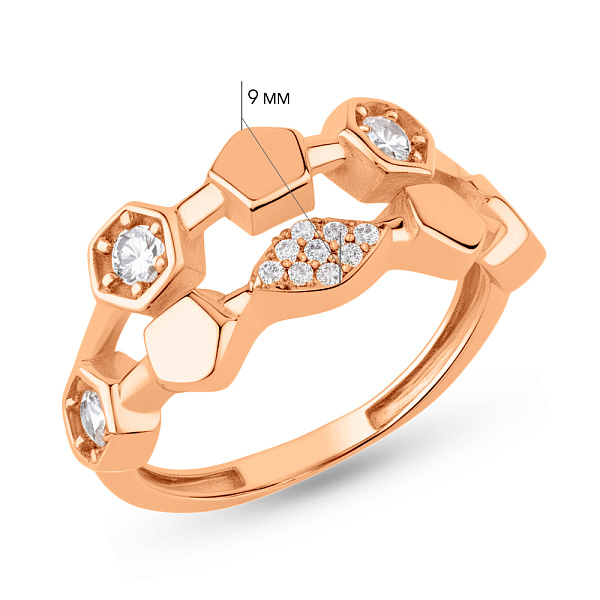 Кольцо из красного золота с фианитами (арт. 156081) – изображение 4