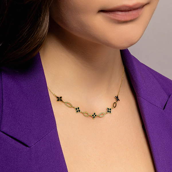 Золотое колье Клевер (арт. 352642жеч) – изображение 3