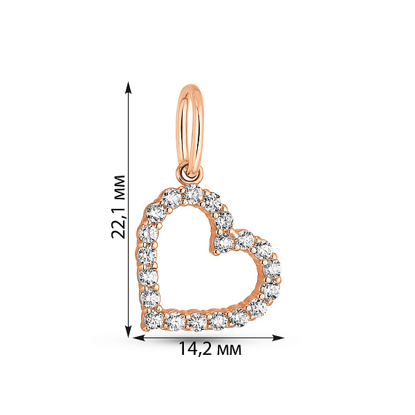 Кулон из красного золота «Сердце» (арт. 424677) – изображение 2