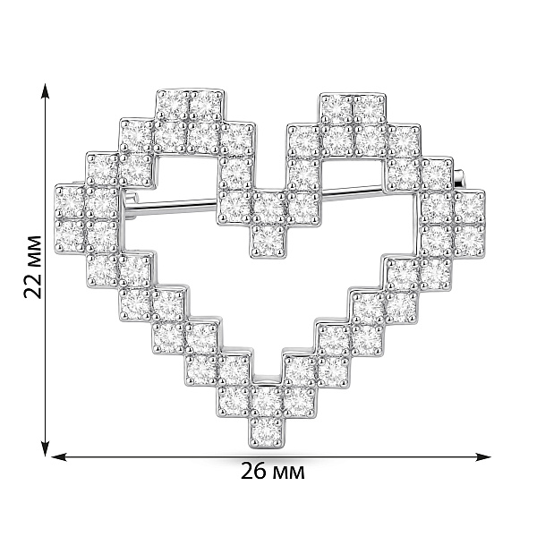 Серебряная брошь сердце с фианитами (арт. 7505/590050) – изображение 2