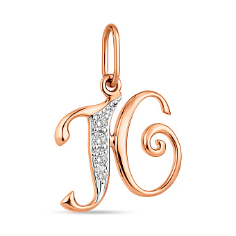 Фото Золотий кулон Літера Ю з фіанітами (арт. 440295)