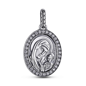 Серебряная ладанка Божья Матерь Казанская (арт. 7917/3726-ч)