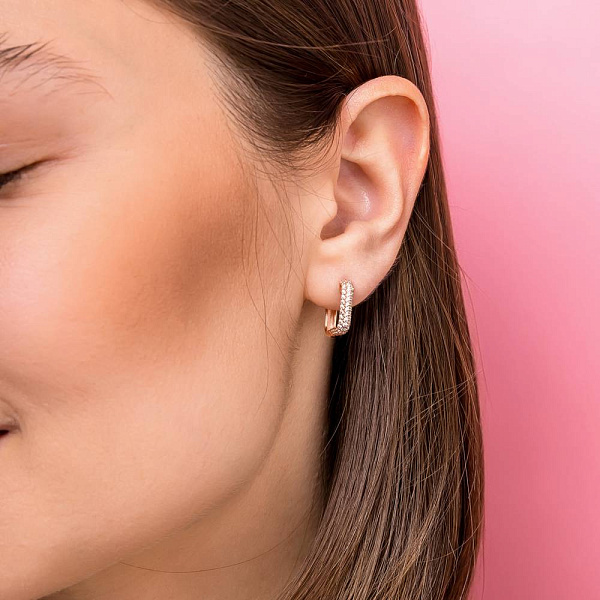 Сережки з червоного золота з фіанітами (арт. 2106331101) – зображення 2