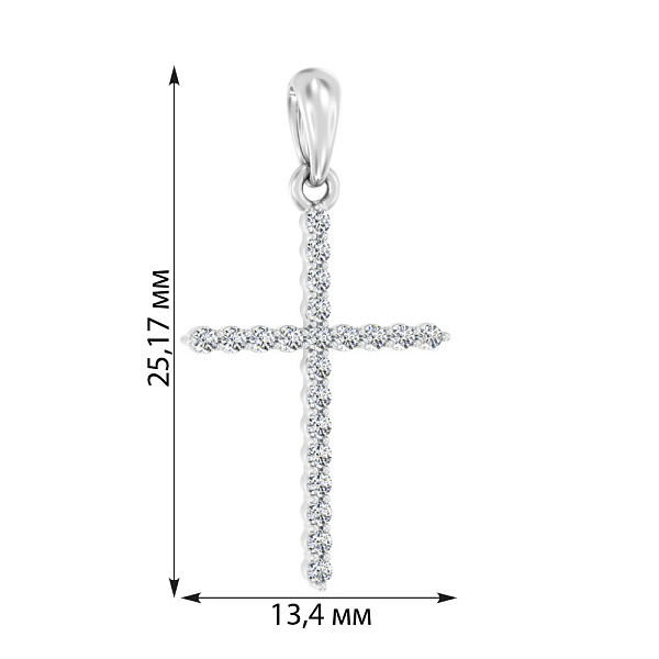 Подвеска-крестик из белого золота с бриллиантами (арт. П011192020б) – изображение 2