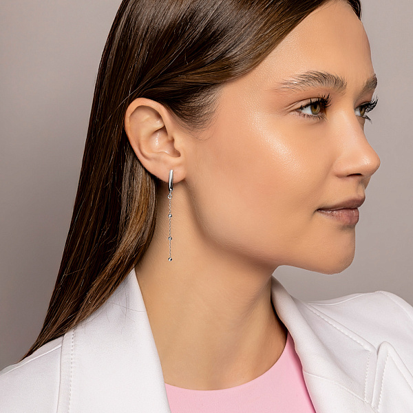 Сережки-подвески из белого золота (арт. 107375б) – изображение 3