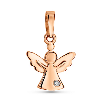 Фото Кулон з червоного золота Янгол з діамантом (арт. П011075)