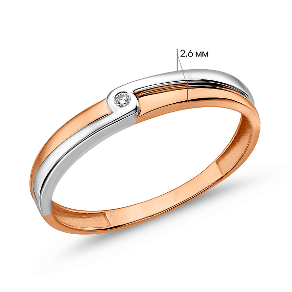 Золотое кольцо с бриллиантом (арт. К011029) – изображение 2