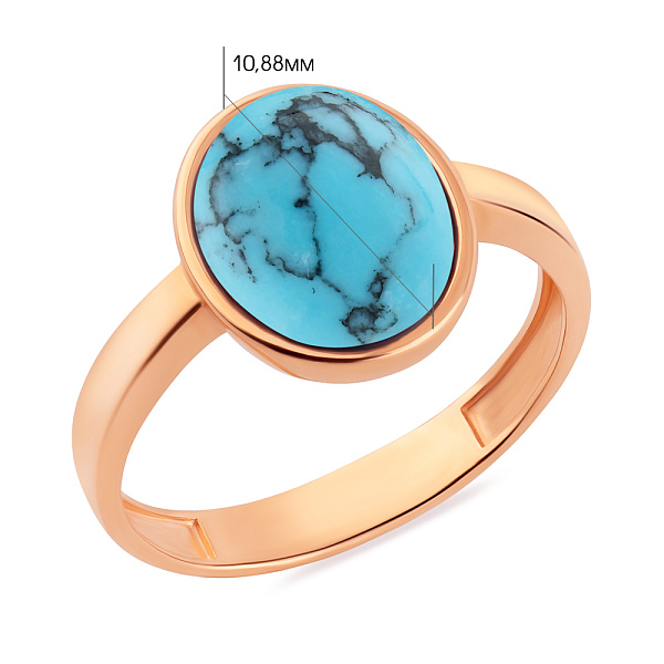 Кольцо из красного золота с бирюзой (арт. 141146ПюГГ) – изображение 4