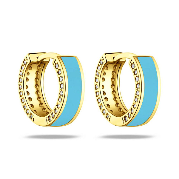 Серьги из серебра с голубой эмалью и фианитами (арт. 7502/4873/15жег) – изображение 1