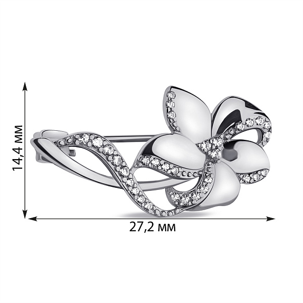 Серебряная брошь Цветок с россыпью из фианитов (арт. 7505/233) – изображение 2