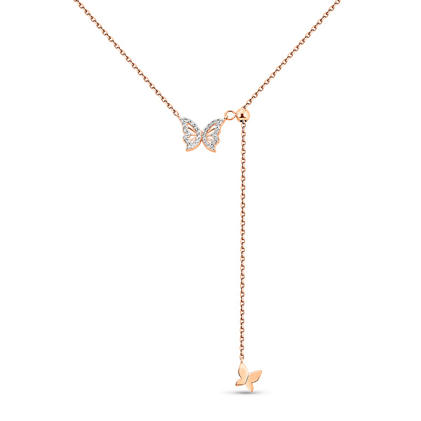 Золоте кольє Метелики з фіанітами (арт. 361223) – зображення 1