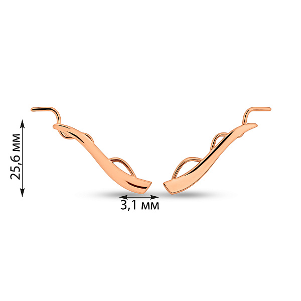 Золотые серьги клаймберы без камней (арт. 110450) – изображение 5
