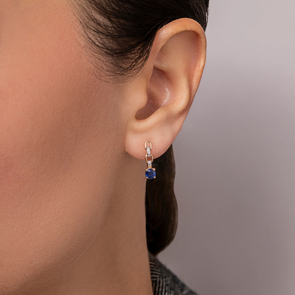 Сережки з червоного золота з сапфіром і діамантами (арт. С011322с) – зображення 3