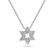Кольє Зірка Давида з білого золота з діамантами (арт. Ц341294010б)