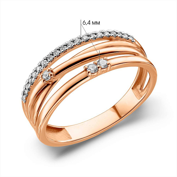 Кольцо из красного золота с бриллиантами (арт. К011297010) – изображение 4