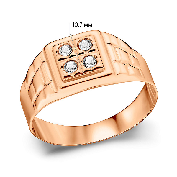 Золота печатка з фіанітами (арт. 180560) – зображення 4