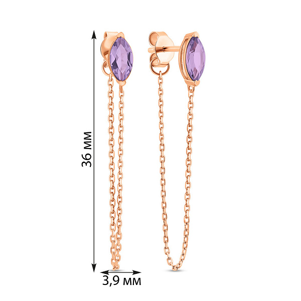 Золотые серьги с аметистом (арт. 110094Па) – изображение 3