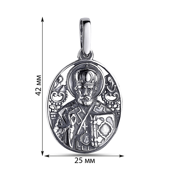 Серебряная ладанка иконка Николай Чудотворец (арт. 7917/3493-ч) – изображение 2