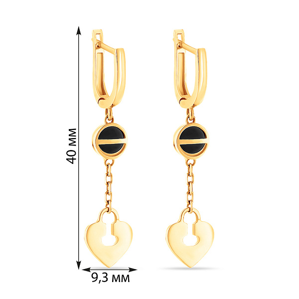 Сережки-подвески золотые с эмалью (арт. 107371жо) – изображение 2