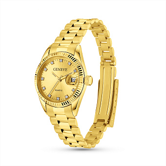 Золотые кварцевые часы с фианитами (арт. 260254жж)